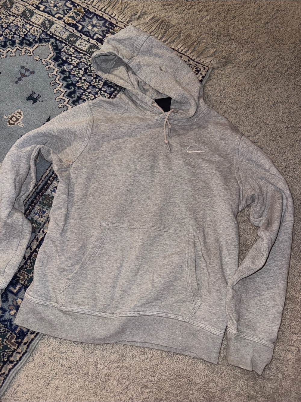 Nike Light Gray Pullover Hoodie with Swoosh